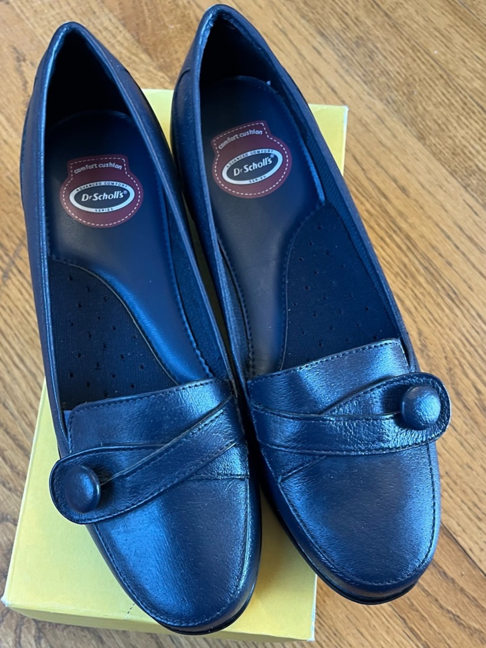 Dr. Scholl's Women's Navy Blue Leather Penny Loafers